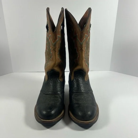Twisted X Mens Western Boots Size 7 1/2 D‎ Brown Black Square Toe Embroidered - Picture 2 of 12